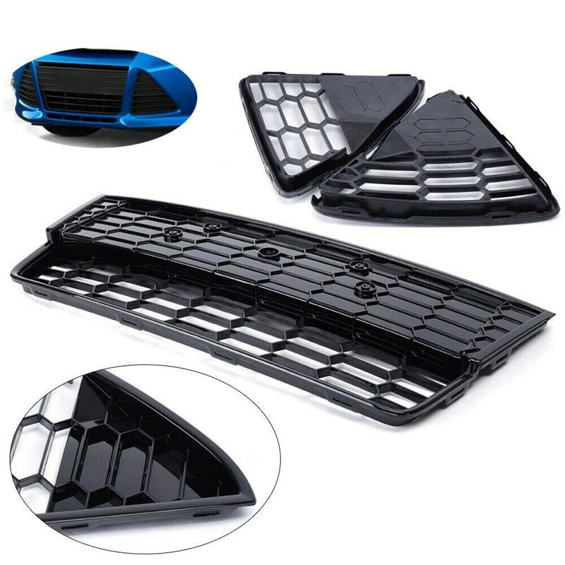 Grilles de calandre inférieures pare-chocs Ford Focus 2012-2014 anti-gravillons nid d'abeille