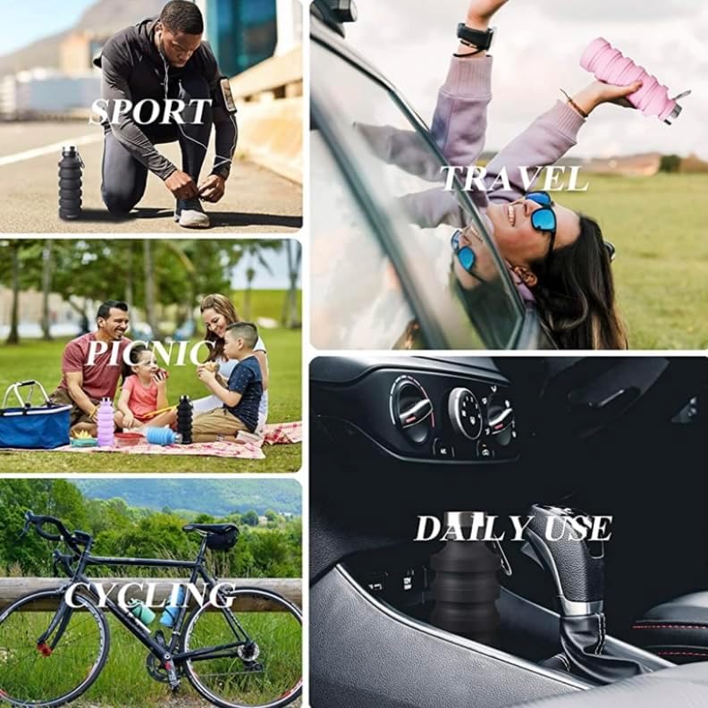 Miniatura 5 de Botella de agua deportiva plegable (rosa)