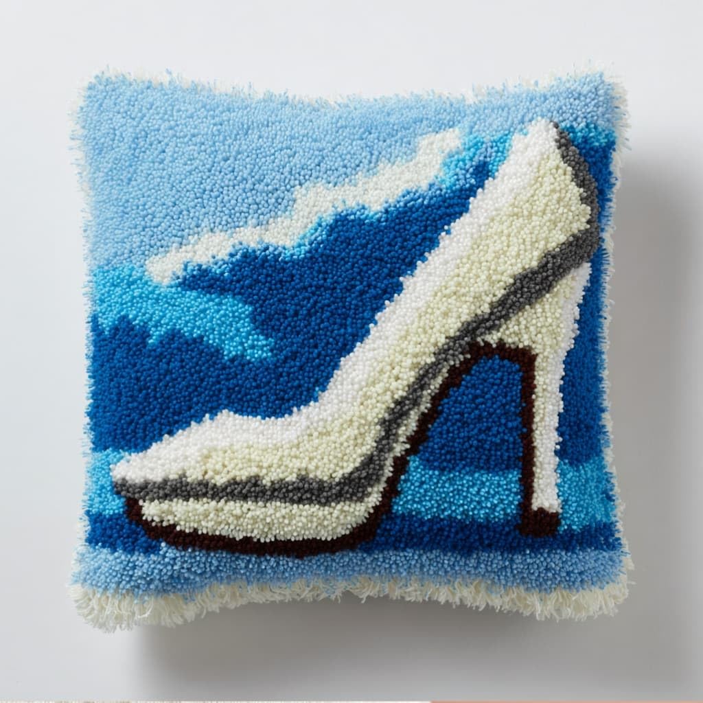 kitphoenix High Heel Hand Crochet Pillow Kit,43x43cm DIY Cushion Set