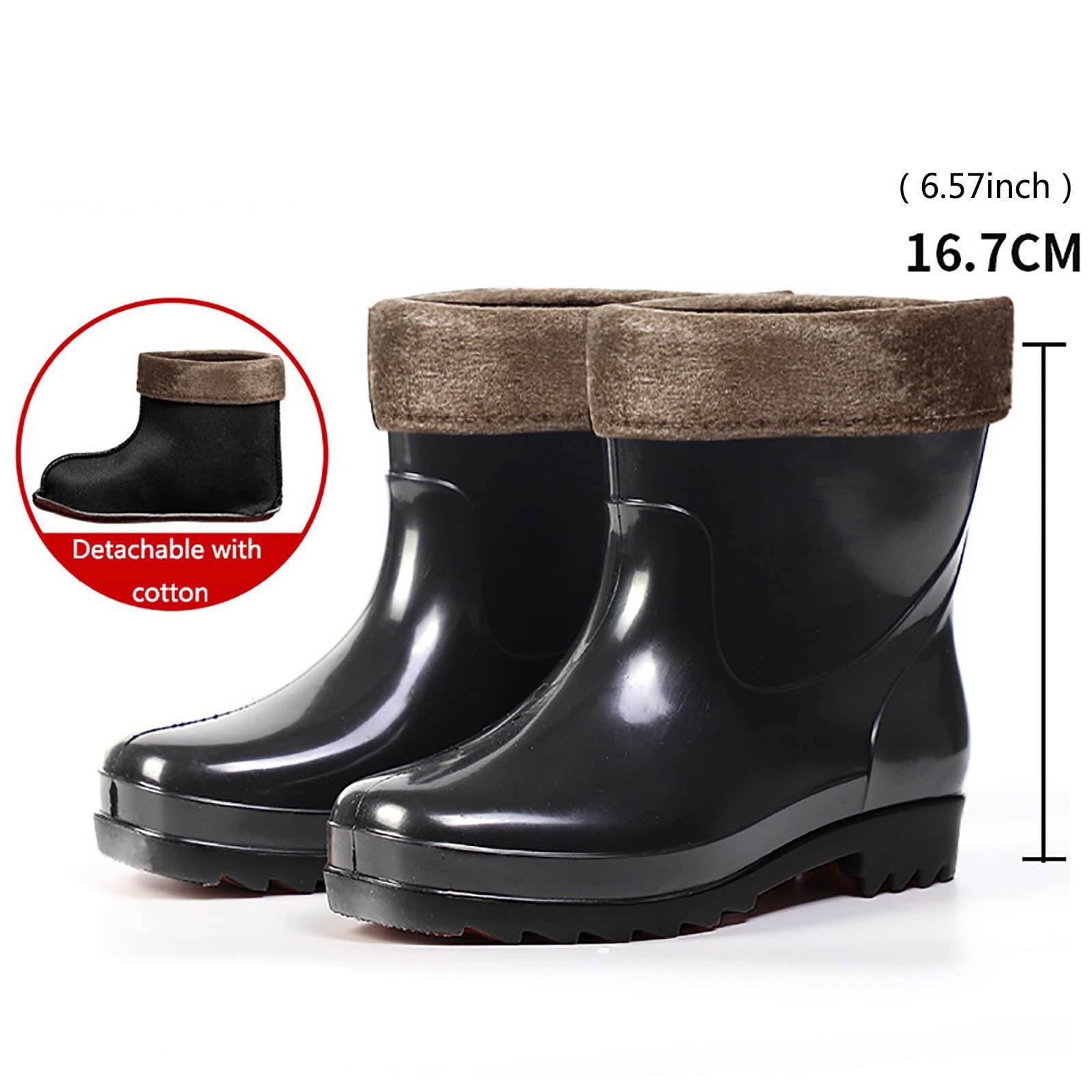 Bottes en caoutchouc pour homme - Courtes - Bottes de pluie imperméables - Pour le jardin - Chaussures de pluie - Doublées - Imperméables