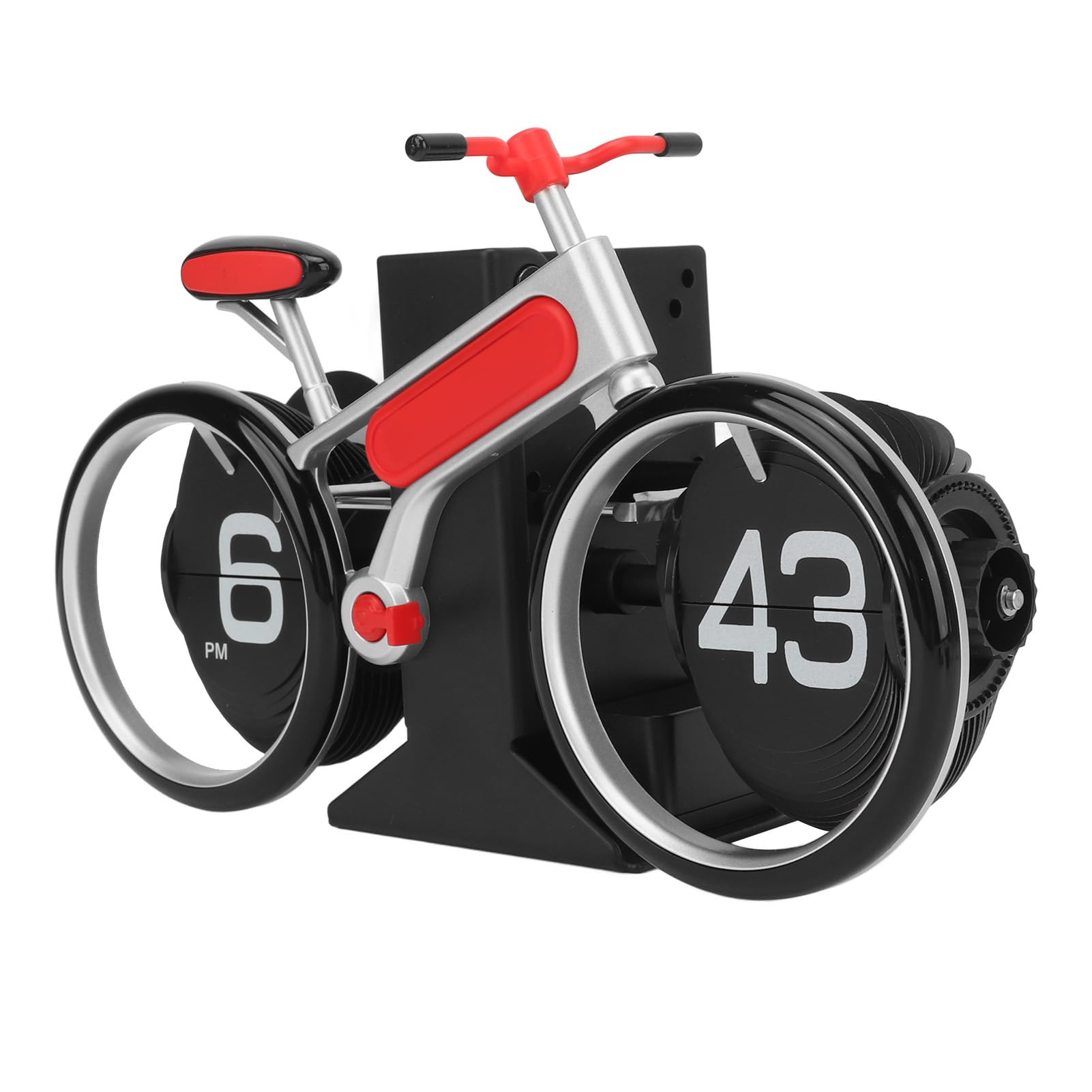 Asixxsix Zegar z klapką rowerową, Mechaniczny Zegar z automatyczną klapką do Automatycznego Przewracania Stron, na Biurko w Stylu Retro z łatwymi do Odczytania Liczbami Stress Relief Wystroju