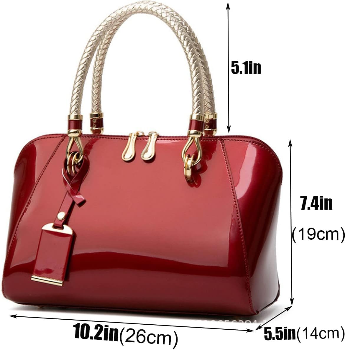 XingChen Shiny Patent Women Faux Leather Handbags Crossbody Bag Top Handle Purse Satchel Bag Shoulder Bag