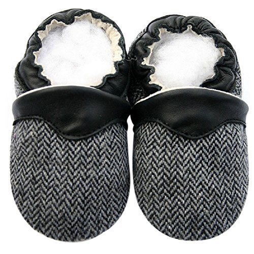 Leather Corduroy Baby Soft Sole Shoes Boy Girl Infant Children Toddler Prewalk Gift Herringbone Black (24-30month, Black)