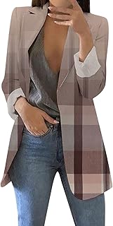 Chaqueta casual elegante de manga larga para mujer, talla grande, color sólido, para trabajo, oficina, abrigo largo para mujer, abrigo holgado de moda para exteriores, rosa, 36