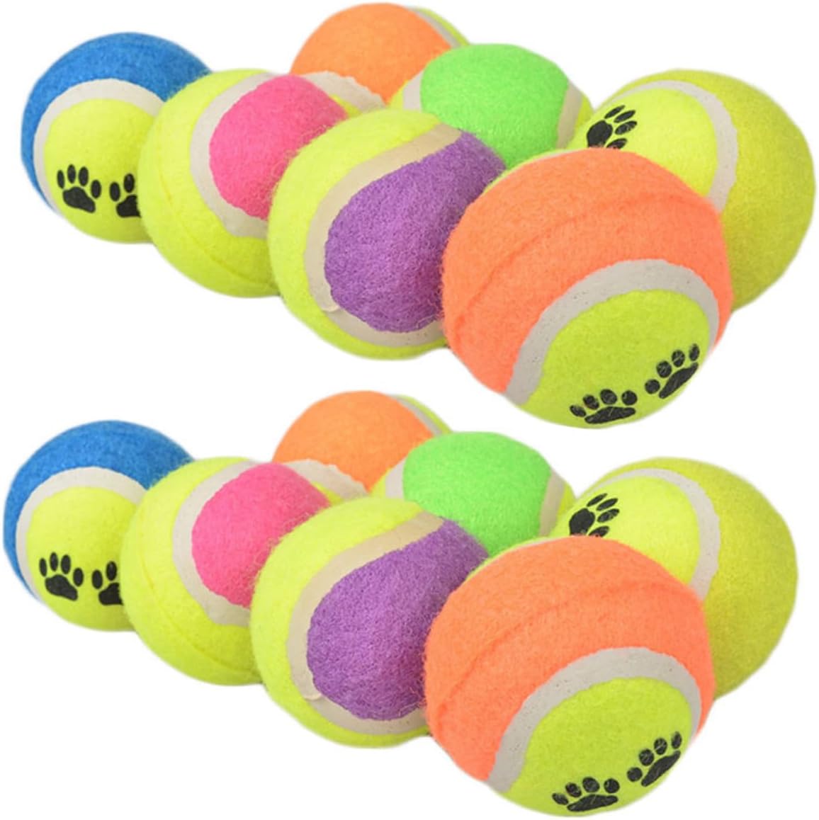 16pcs Dog Tennis Balls Plush Pet Ball for Small to Medium Dogs 7cm Diameter Rubber Puppy Sports for Fetch and Play Random Color