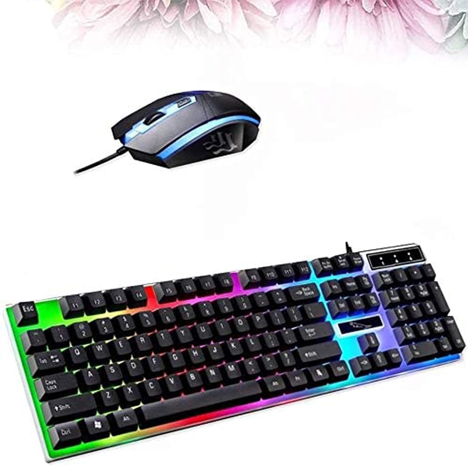 Zestaw Klawiatura Mechaniczna i Mysz LED USB Ergonomiczna Dla Graczy Kabel Podświetlenie Kombo