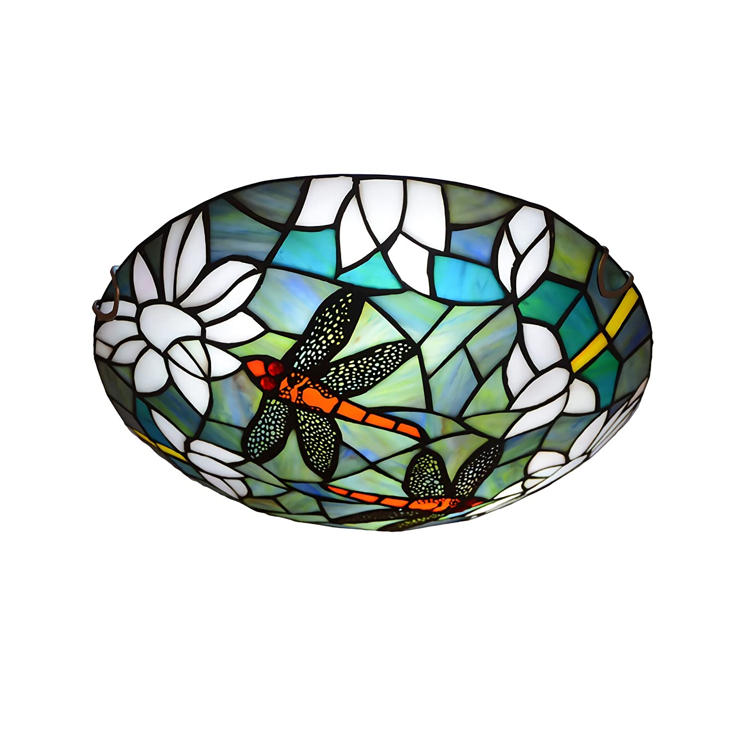 Lámpara de Techo LED, Libélula Plafón Techo LED Lámpara Colgante de Vidrieras Estilo Tiffany 6000K para Sala de Estar Dormitorio Cocina Pasillo,11.8 Inch