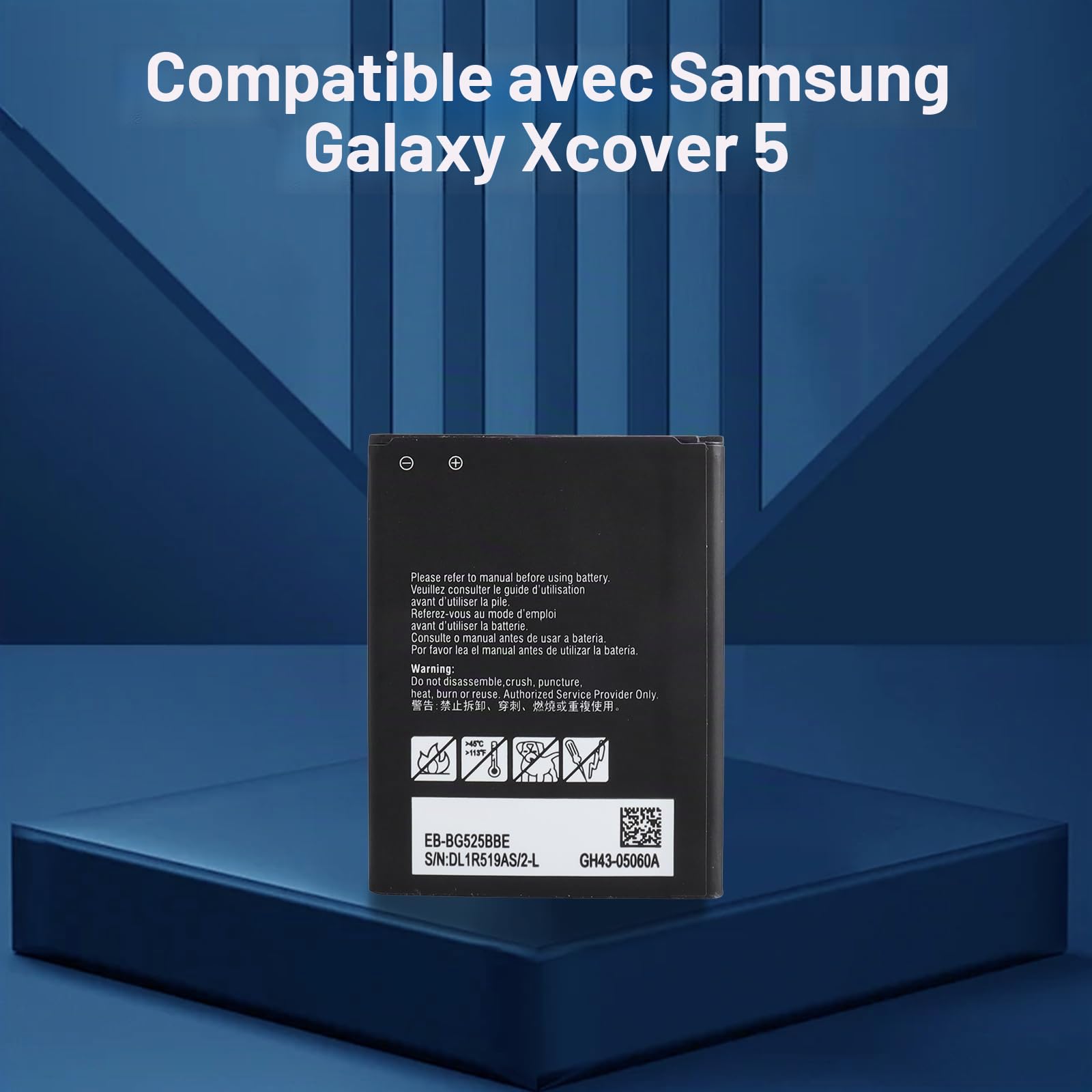 Batterie pour Samsung Galaxy Xcover 5, 3000mAh Batterie d'origine de Remplacement Samsung pour Galaxy Xcover 5 EB-BG525BBE, Cellule Li-ION Haute Densité