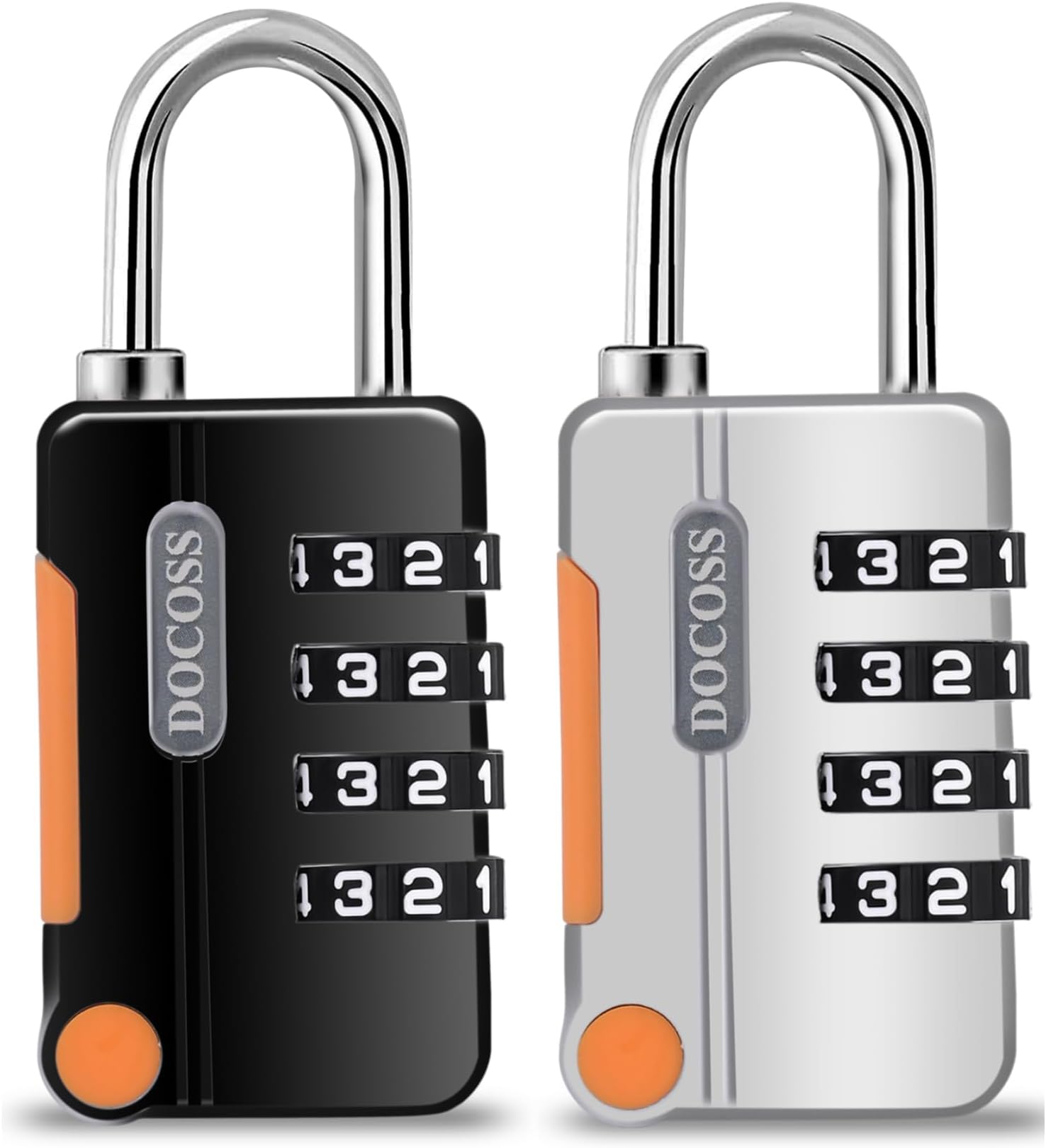 DOCOSS Metal 4 Digit Combination Number Lock for Bag Luggage Locks,Pack of 2 (Black,Grey)