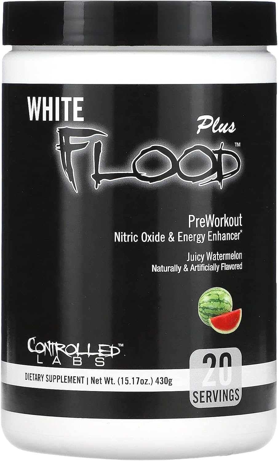 CONTROLLED LABS White Flood Plus, 20 Serv, Workout Optimizer, Endurance & Nitric Oxide Enhancement for Workouts and Training (Juicy Watermelon)