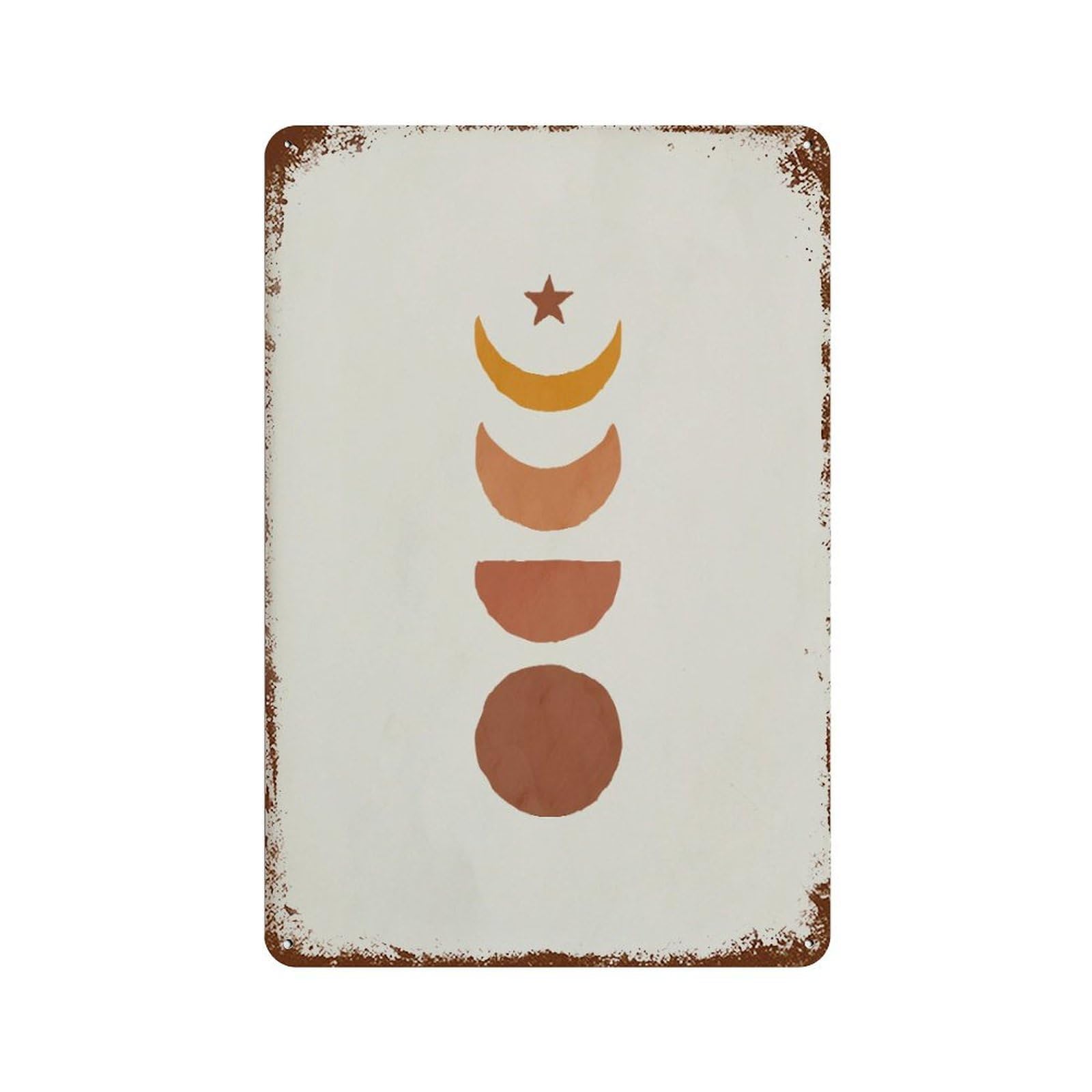 xiaoxiaoshen Neutral Moon Phases Terracotta Boho Wall Decor Art Metal Tin Poster Modern Home Decor Art Home Bar Shop Decorations Vintage Sign 30x20cm