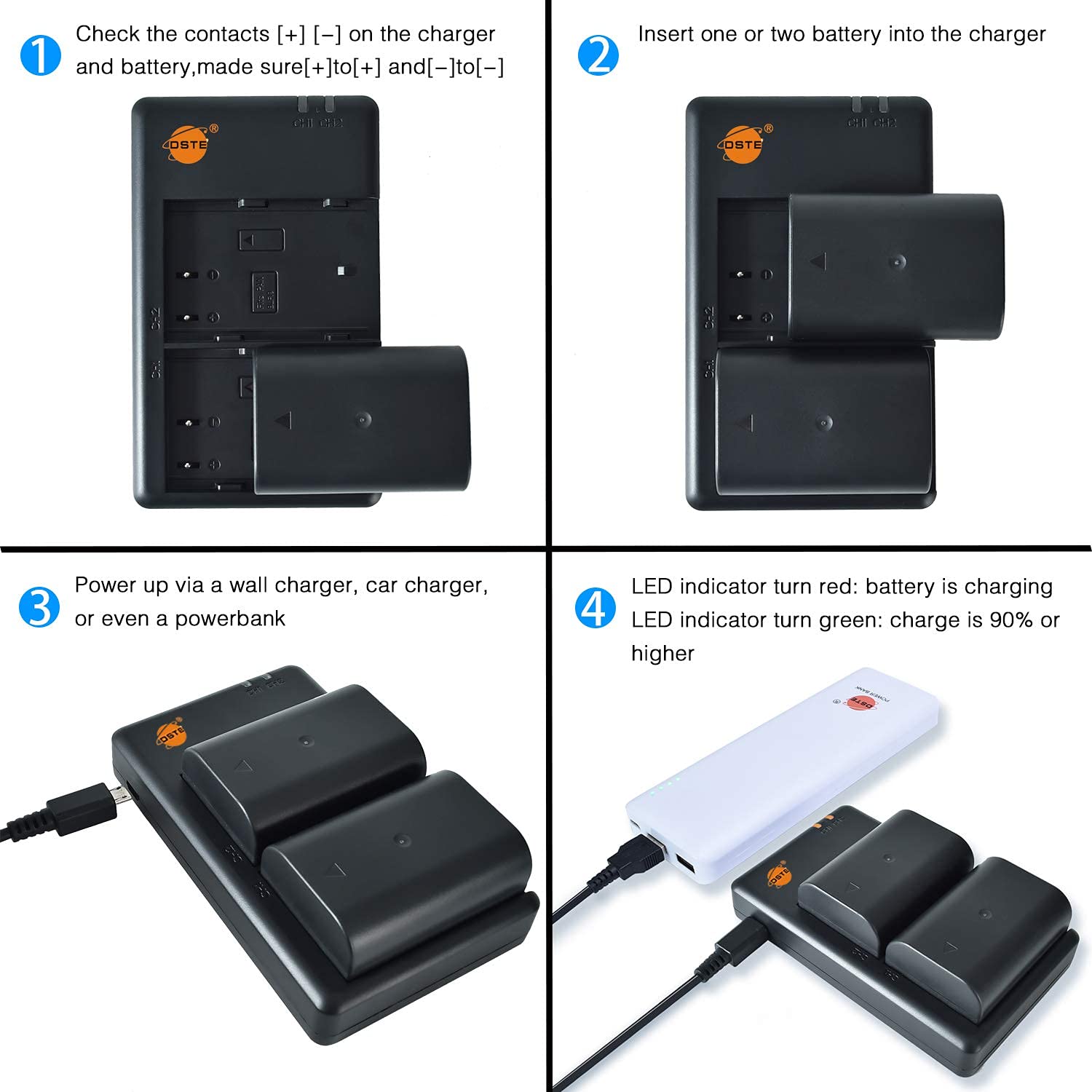 Batteria Panasonic DMW-BLF19 Ricambio - Doppio Kit Con Caricatore USB | Compatibile GH3, GH4, GH5 - Foto 2