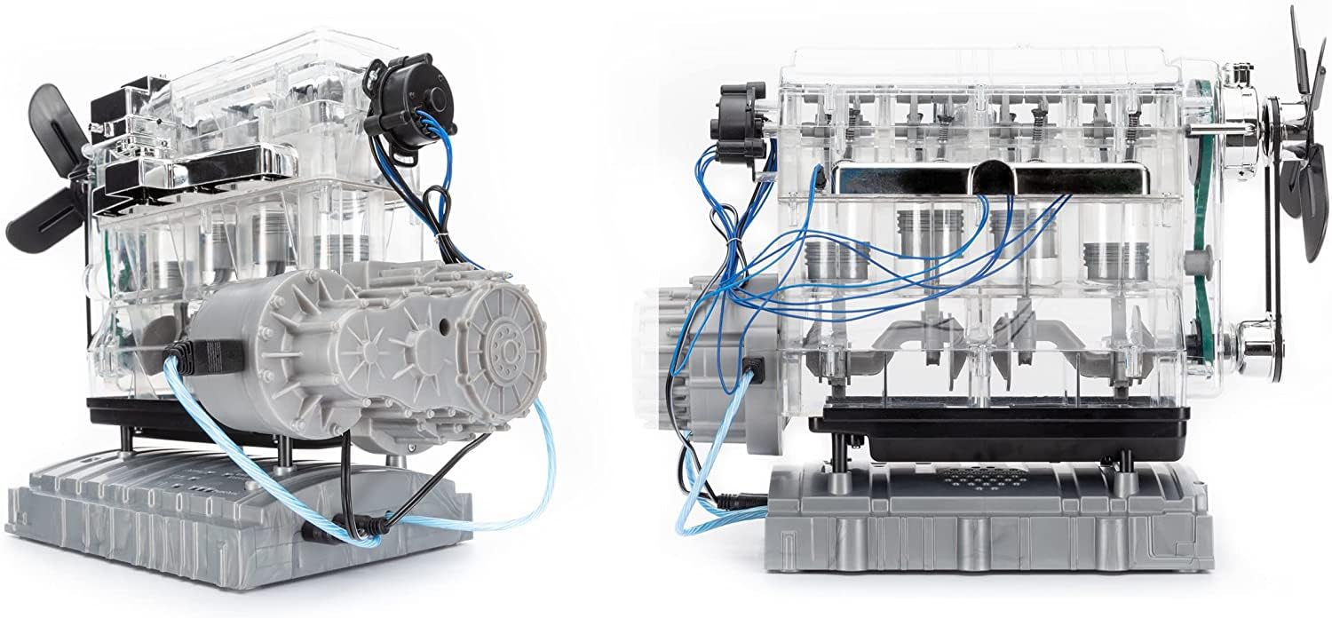 Franzis 67157-Der große Technikbausatz Hybridmotor, originalgetreuer Motorbausatz im Maßstab 1:3, inkl. Soundmodul und 86-seitigem Begleitbuch, Transparent, Mehrfarbig