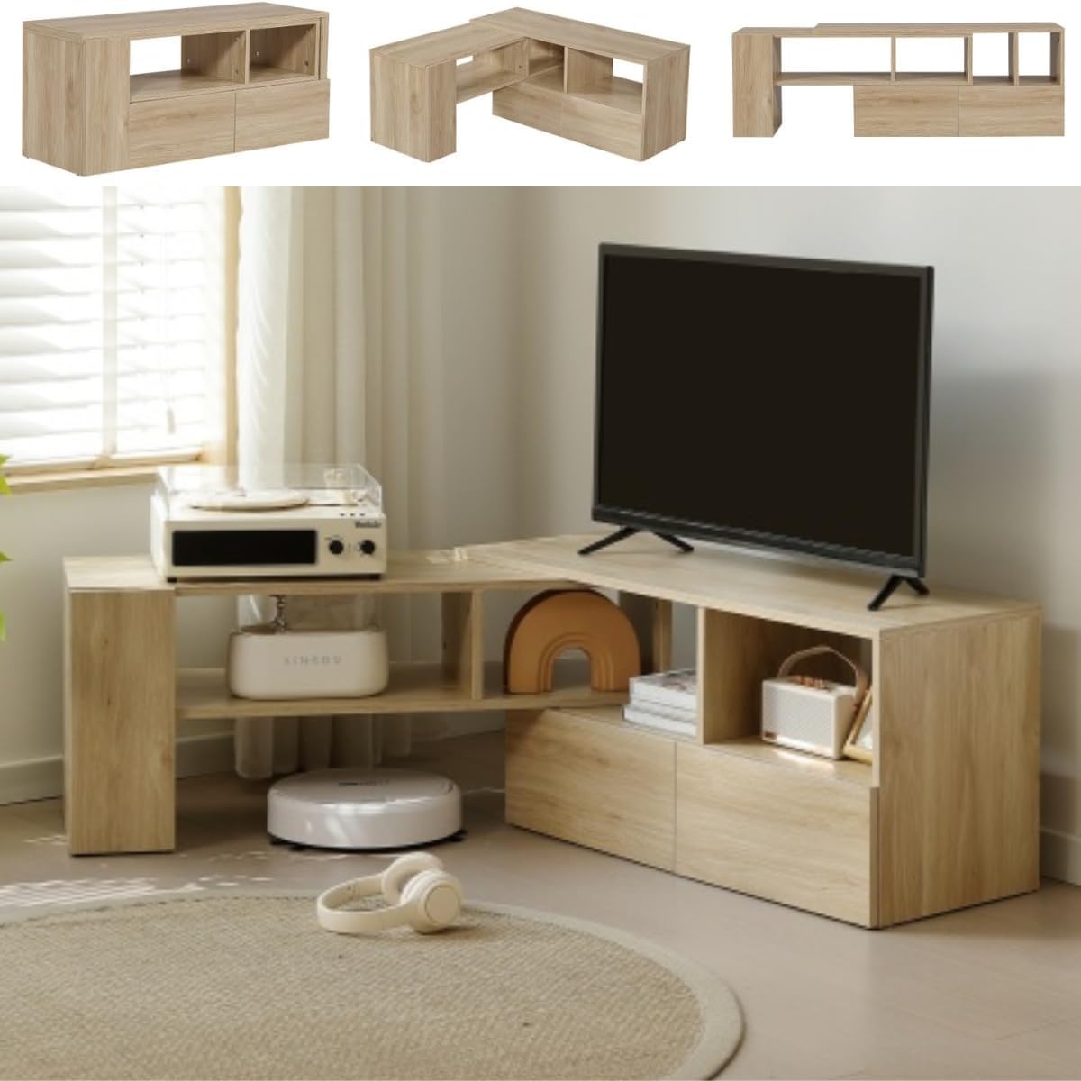 テレビ台 伸縮自由 幅95～169cm 北欧 L字収納 TV台L字 ホワイト Amazon｜テレビ台 コーナー L字収納 拡張可能 伸縮自由 幅95～169cm