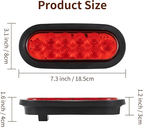 Miniatura 8 de Kit de luces LED para remolque, 2 luces traseras ovaladas de 6 pulgadas, 10 luces LED de marcador, luces de freno, luces traseras laterales de