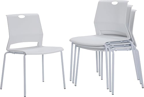 Miniatura 13 de Sidanli Sillas de oficina apilables, sillas rojas para invitados con cómodo asiento aerodinámico, sillas apilables sin ruedas para sala de Rojo