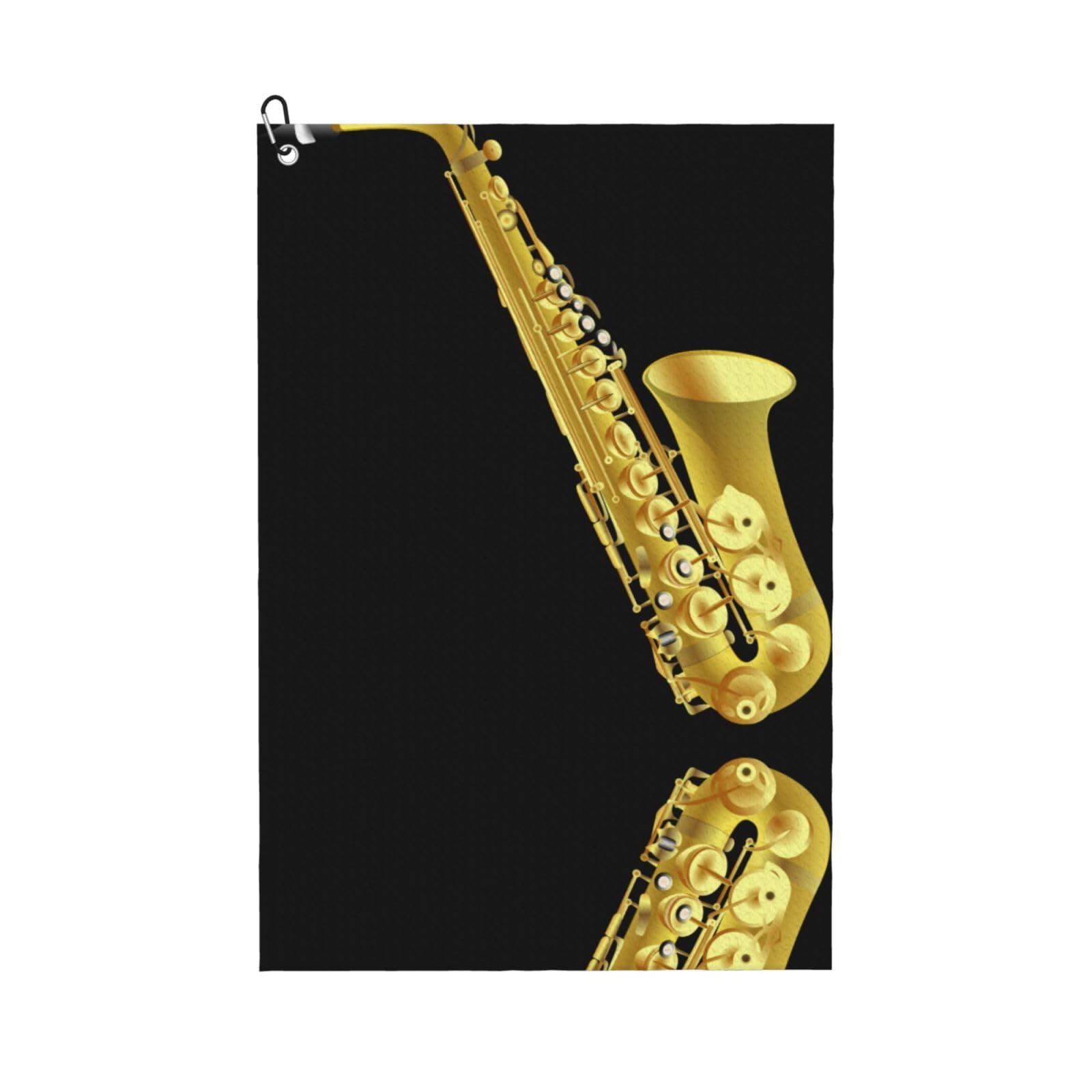 peiyeety Saxophone Microfiber Golf Towel with Carabiner Clip, 16x24 Inch Absorbent Waffle Weave Towel for Golf Bags