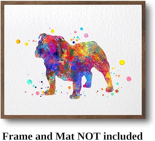 Miniatura 4 de Dignovel Studios Impresión artística de acuarela de bulldog inglés sin marco de 11 x 14 pulgadas, animales domésticos, perro, mascota, amigo leal,