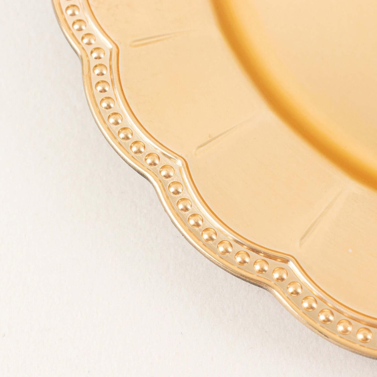 12-Pack Acrylic Charger Plates, Round 13" Metallic Gold with Beaded Sunflower Rim – Decorative Dinner Serving Plates Party Tableware