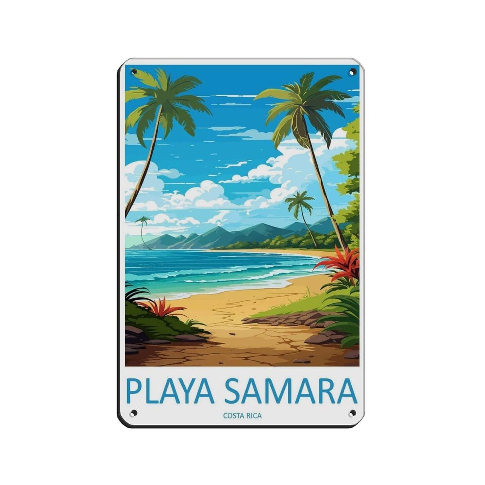 Samara Beach Travel Art Costa Rica Art Retro Poster Metal Tin Sign Chic Art Retro Iron Painting Bar People Cave Cafe Family Garage Poster Wall Decoration 8x12inch(20x30cm)