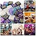 48 Pieces MTG Dice Counters Token Dice, Magic The Gathering Glitter Sparkle, Loyalty Starry Marble D6 Cube Compatible with MTG, CCG, Card Gaming Accessory (Black White & Blue Purple)