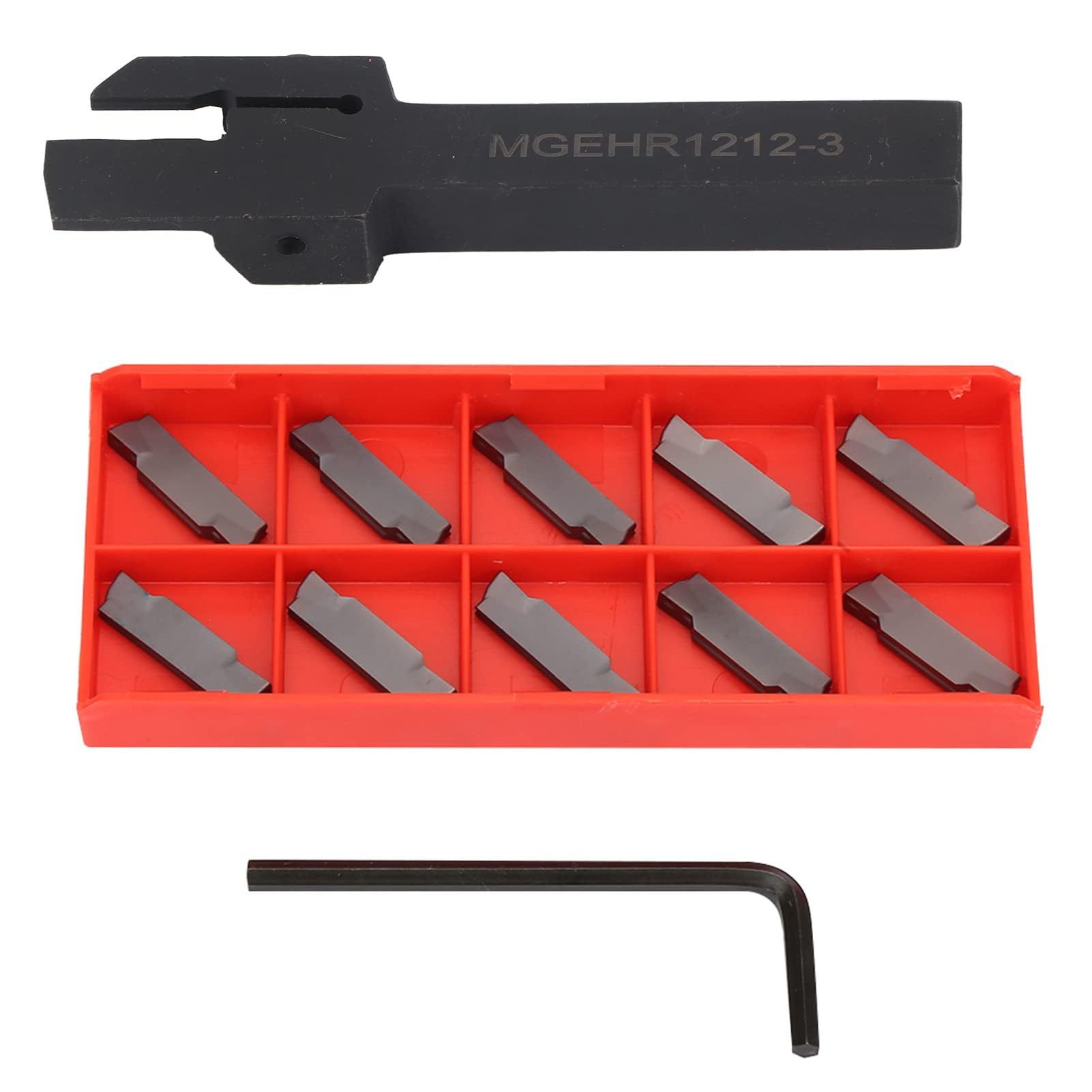 Walfront Lathe Cut Off Tool Grooving Parting Tool Holder 12X12mm With 10Pcs Inserts And Wrench Mgehr1212-3