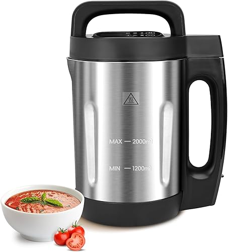 Máquina para hacer sopa de 2 L, hace 4-6 porciones, licuadora eléctrica para hacer sopa con 6 programas preestablecidos, calefacción y mezcla