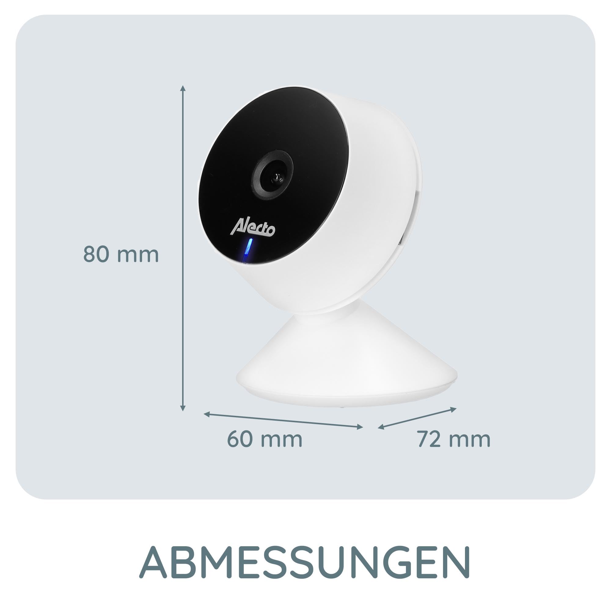 Alecto Smartbaby5 Babyphone mit Kamera - WLAN Babyphone mit Kamera - Gegensprechfunktion - Infrarot-Nachtsicht - Bewegungsmelder - App Steuerung - HD Auflösung - weiß