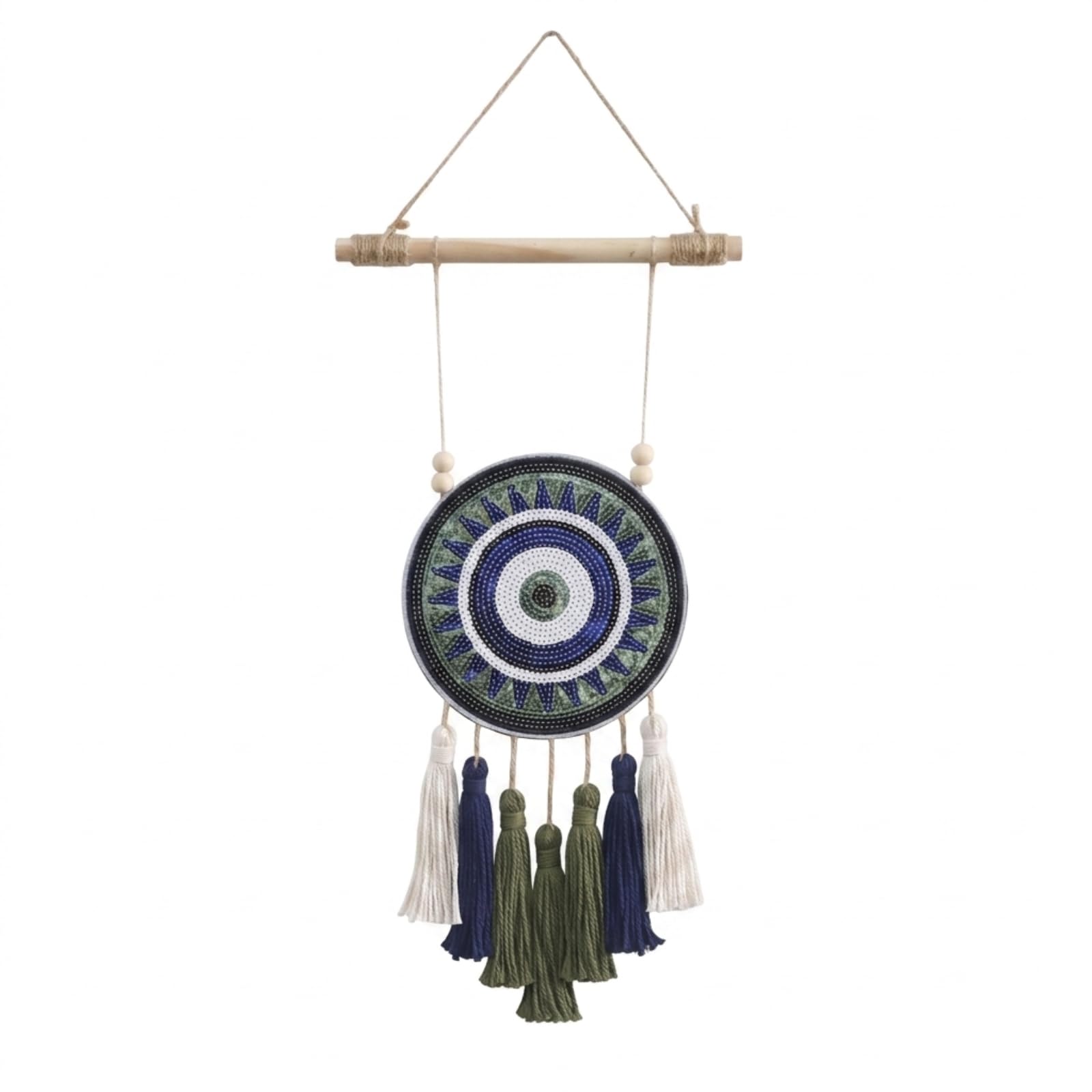 Tapiz de pared con borlas tejido a mano con abalorios elegantes para decorar el dormitorio