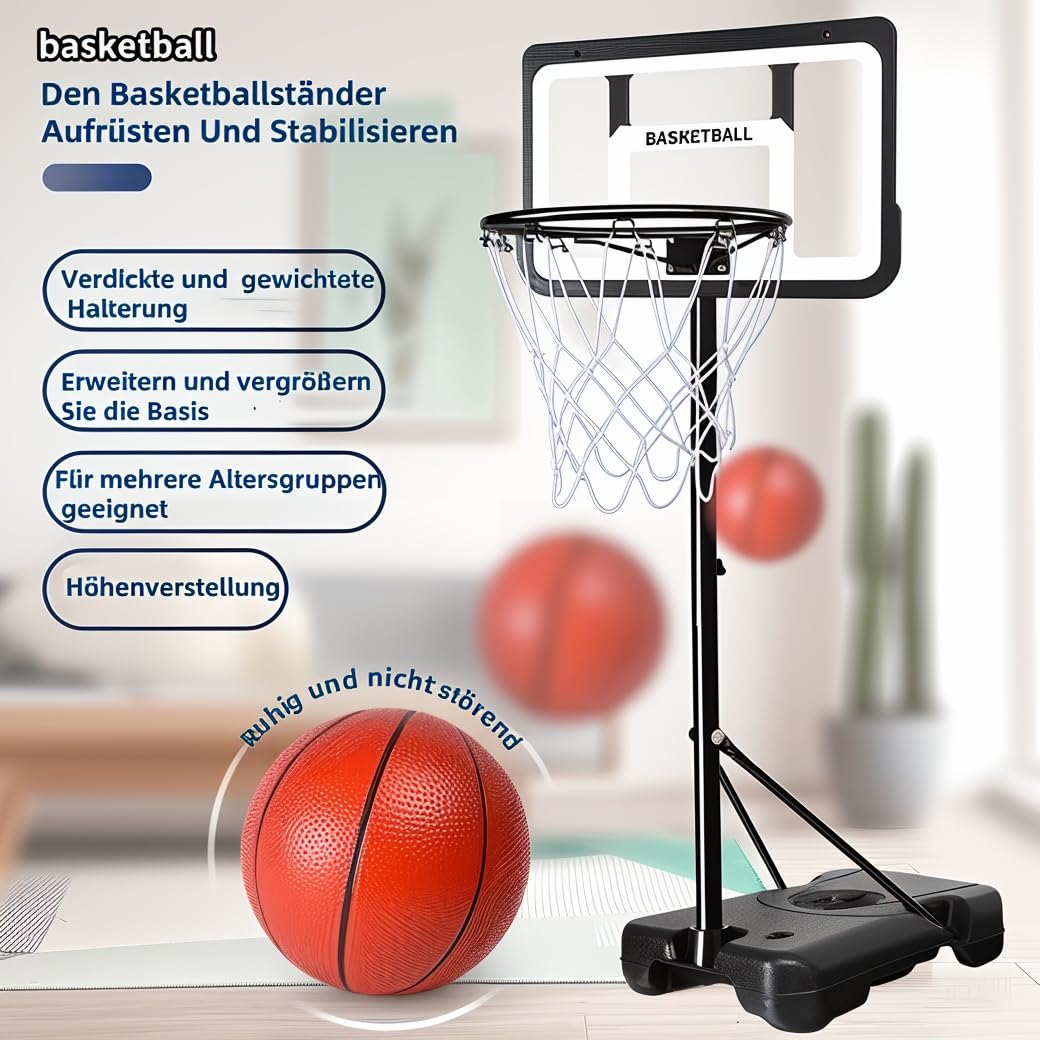 Basketballkorb Outdoor Kinder mit Basketball und Luftpumpe, 148-250cm Einstellbare Höhe, Der Beste Basketballkorb Outdoor Für Kinder von 6-12 Jahren