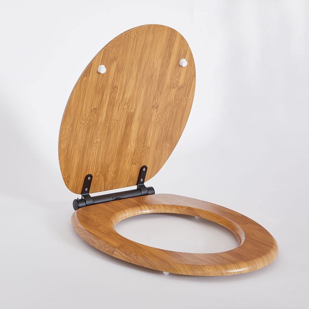 Milano Black Richmond 375Mm X 435Mm Oak Effect Toilet Wc Seat Top Fix Soft Close Hinges