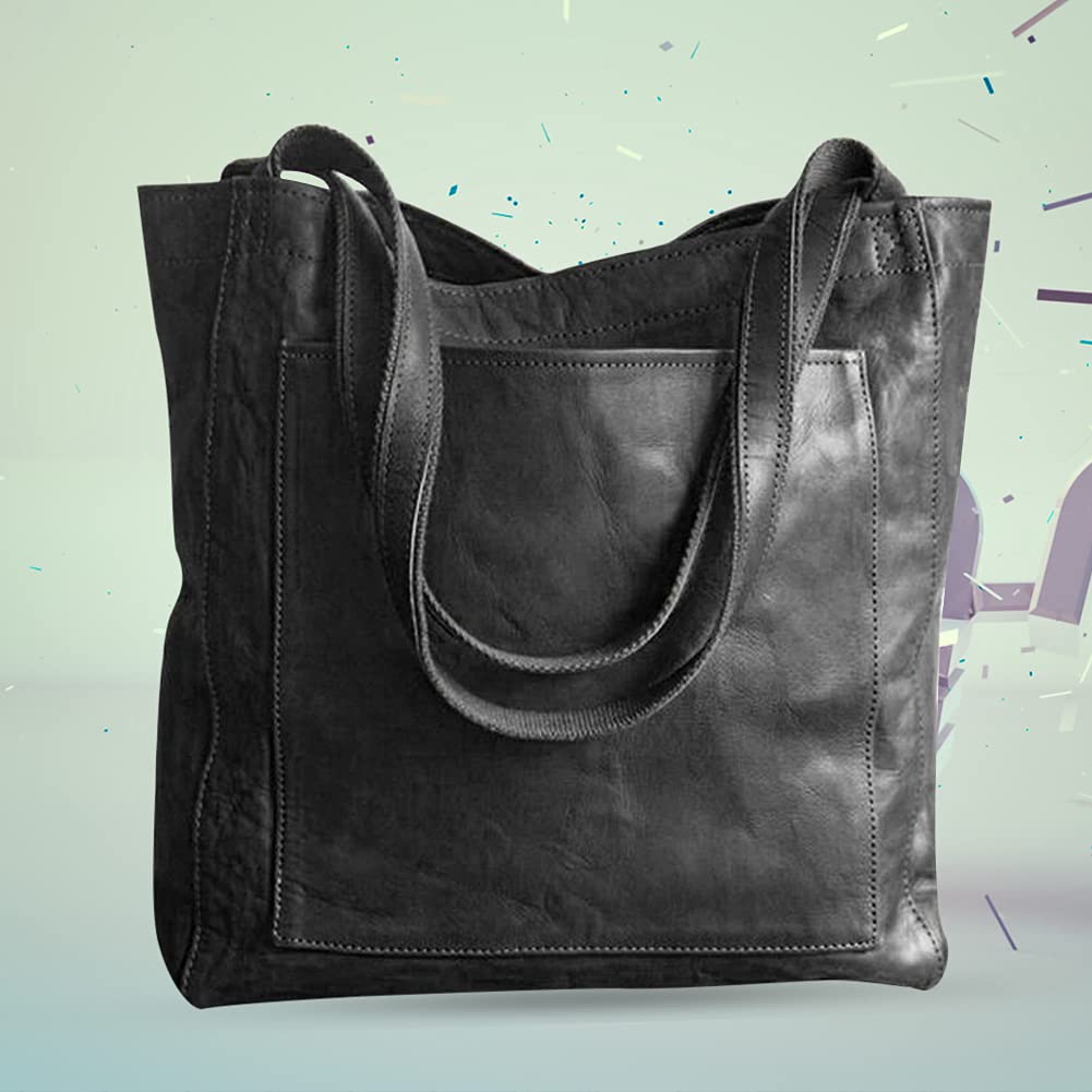 Borsa a Tracolla da Donna Grande in Morbida Pelle PU - Casual per Lavoro, Viaggi e Shopping (Nero)