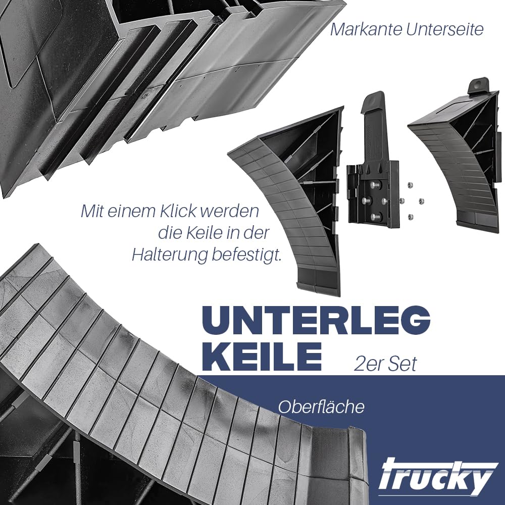 Trucky Set Stützrad für Anhänger + 2X Anhängerstützen + 2X Unterlegkeile Pkw Deichselrad Klemmhalter Anhängerstützrad Keil