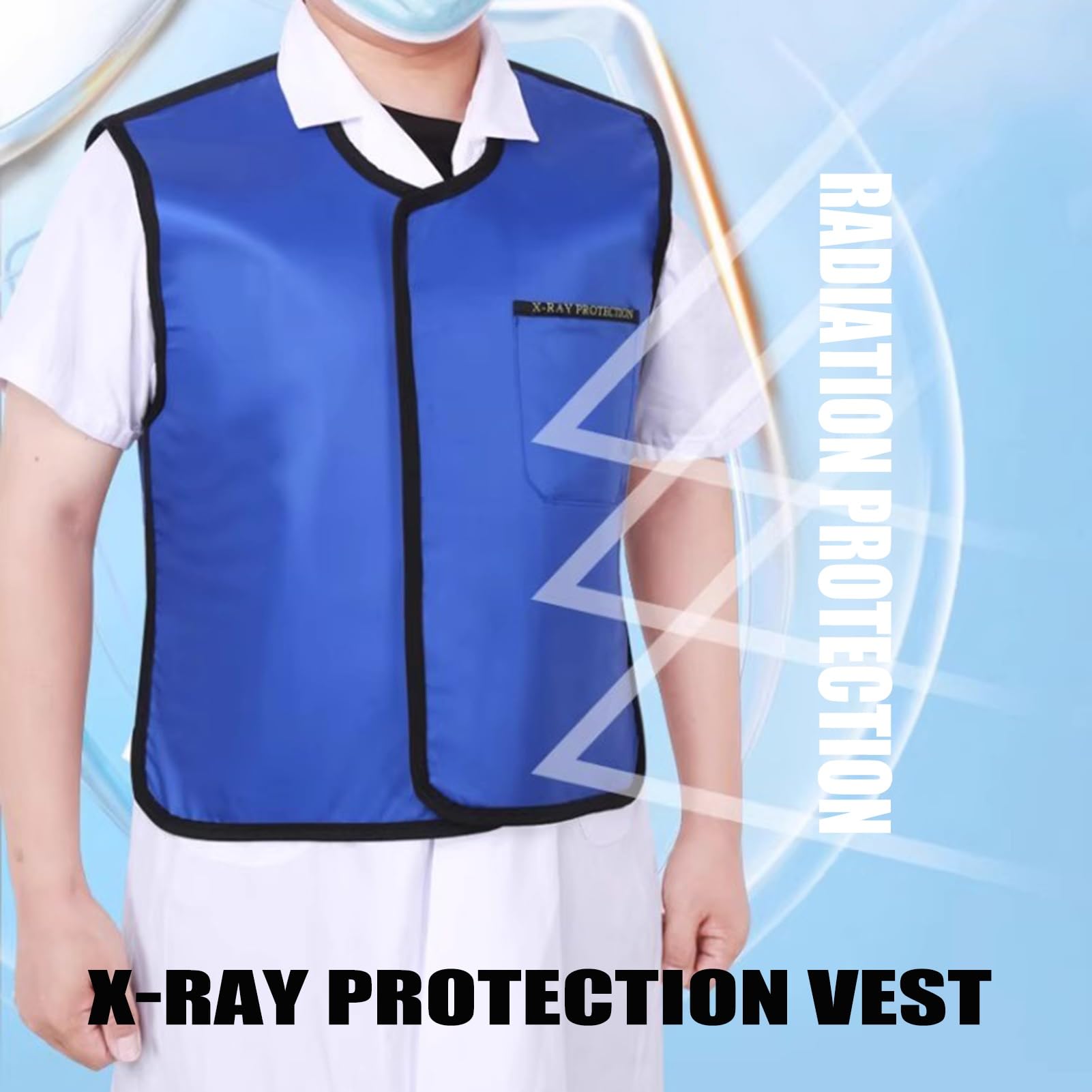 Delantal de Plomo Chaleco de plomo de rayos X unisex con bolsillo, 0.35 Mmpb Radiología Escudos Protectores de Seguridad Delantal para laboratorios de hospitales(Blue,Medium)