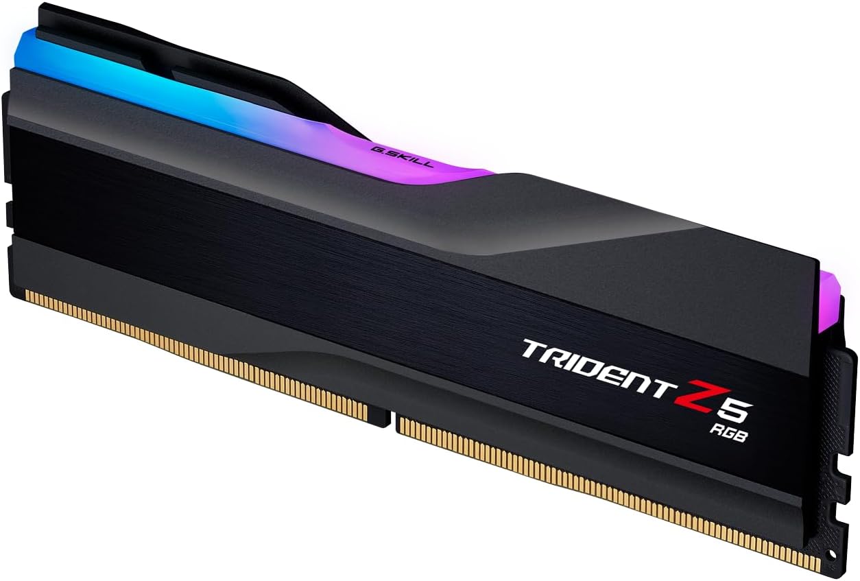 G.SKILL Trident Z5 RGB Series DDR5 RAM (Intel XMP 3.0 & AMD EXPO) 16GB (1x16GB) 6000MT/s CL36-36-36-96 1.35V Desktop Computer Memory U-DIMM - Matte Black (F5-6000J3636F16GX1-TZ5RK)
