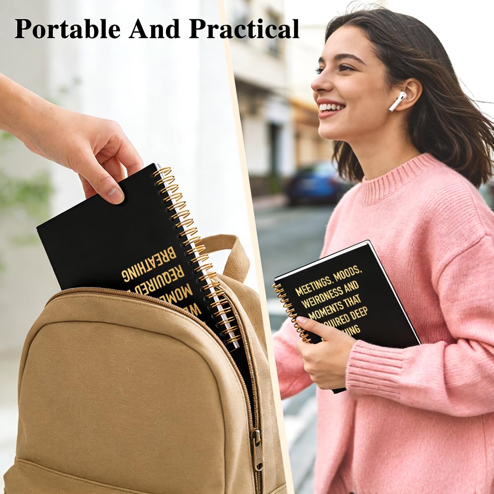 Meetings Moods - Taccuino a spirale a righe, 160 pagine, divertente, con copertina rigida per lavoro, diario di lavoro umoristico per colleghi, regalo sarcastico per dipendenti, regalo di