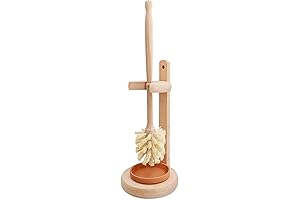 Natural Beechwood Toilet Bowl Cleaner Tool with Sisal Bristles & Holder Set