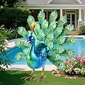 Ratuor Metal Peacock Decor Garden Statue Yard Art Outdoor Sculpture for Lawn Patio Backyard Decoration,Housewarming Birthday Gifts for Women