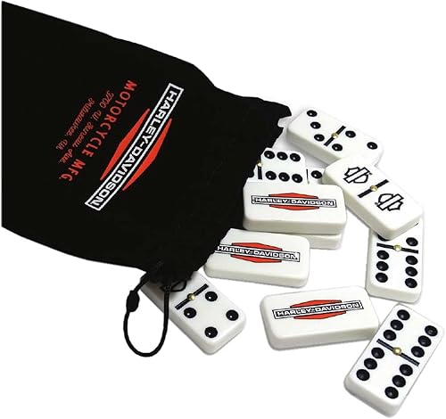 Harley-Davidson Juego de dominó de viaje con logotipo vintage H-D con bolsa de transporte