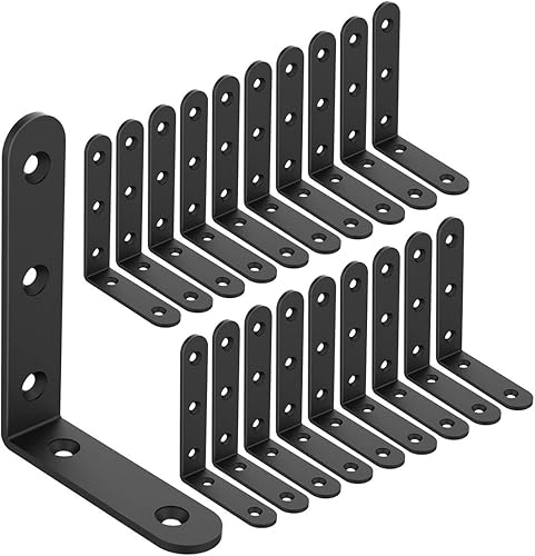 20 PCS Soportes de Esquina en L de Servicio Pesado, Soportes de Estante de 4 x 3 Pulgadas, Soportes de Ángulo de Junta en L para Soporte de