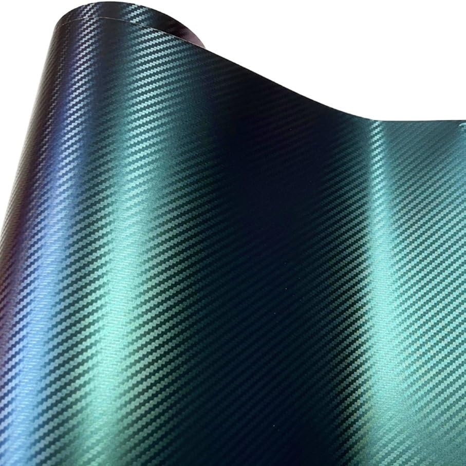 Autofolie Hochwertige Blaue bis Violette Chamäleon-Carbonfaser-Vinylfolienrolle(Green to Purple,20CM X 152CM)