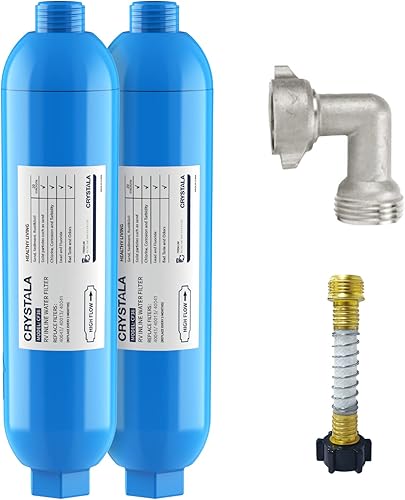 CRYSTALA - Filtro de agua para autocaravana y caravana, filtro de agua en línea que reduce eficazmente el mal sabor, olores, cloro y sedimentos para