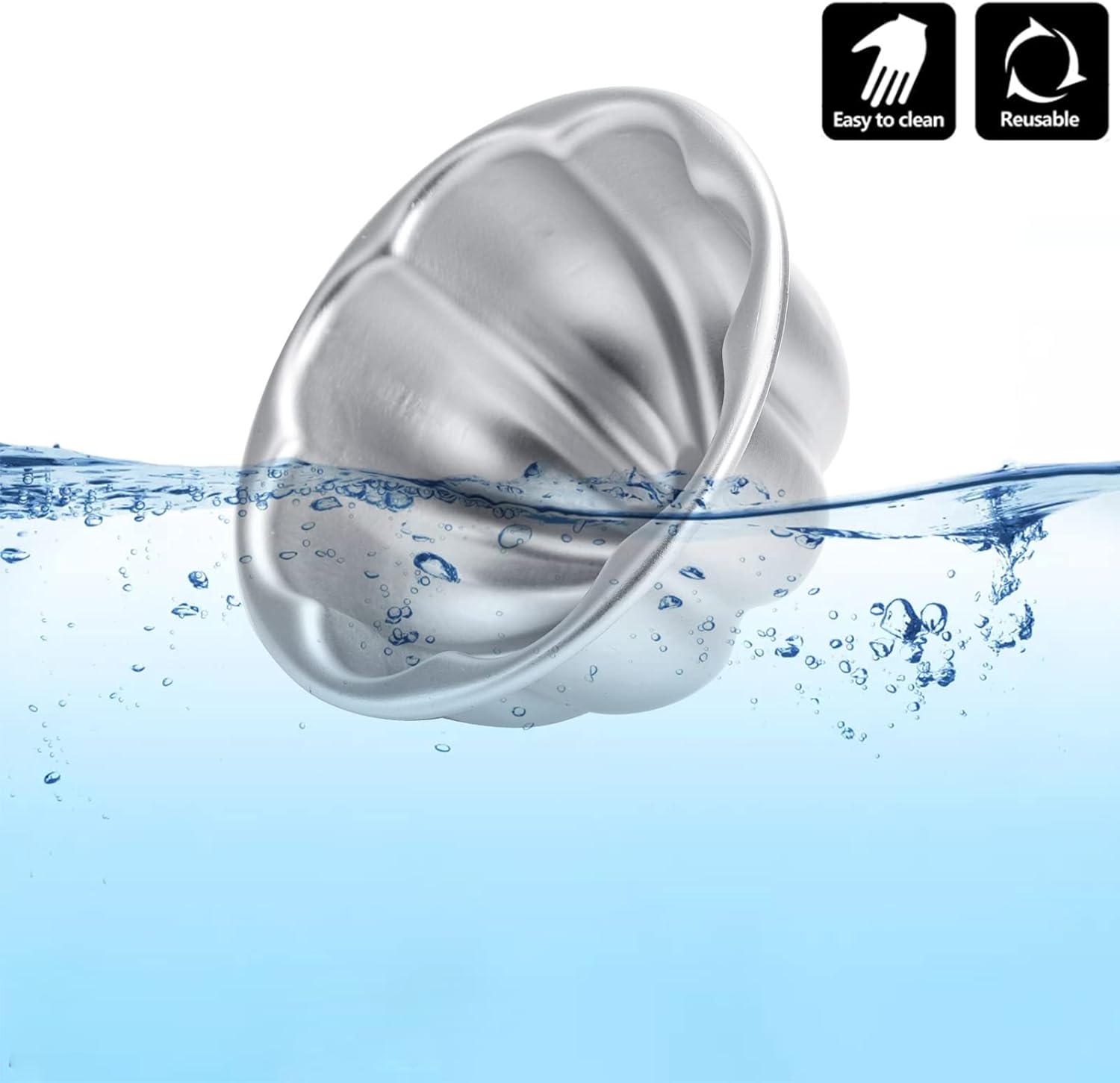 12 Pack Egg Tart Molds, Aluminum Alloy Pudding Jelly Molds, Reusable Cake Tartlets, Cupcake and Muffin Cups for Baking, Flower Shape, Non-sticky