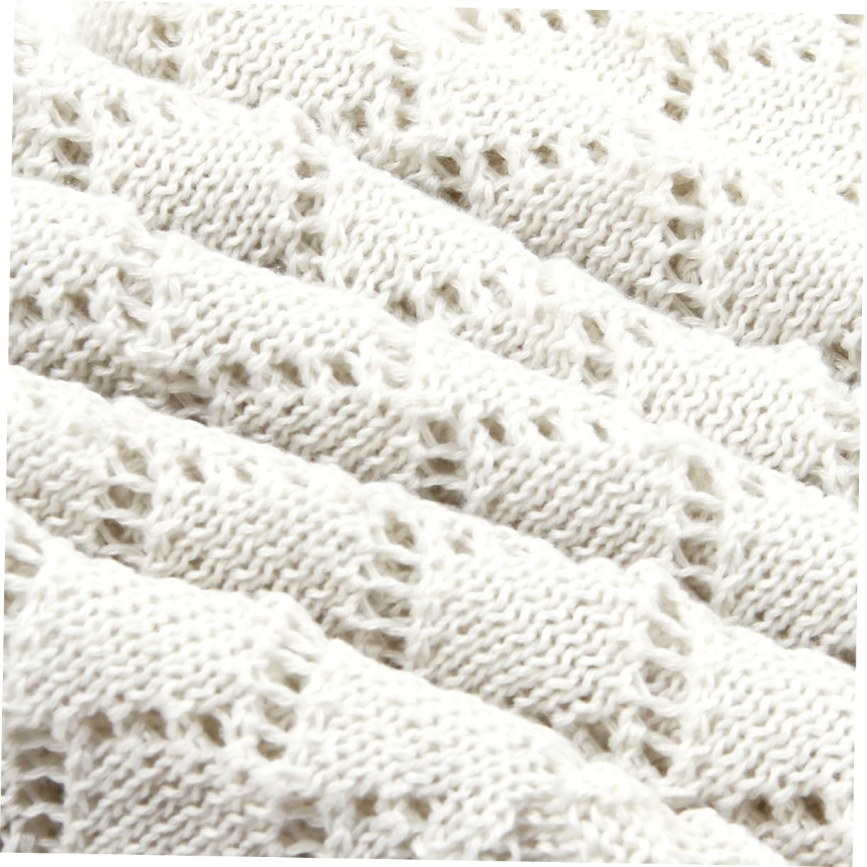 BESTonZON Coperta Neonata Invernale in Cotone Lavorato a Maglia Bianco | Sottile, Traforata, Uso Indoor per Inverno, Finitura Intrecciata Adatta al Bebè