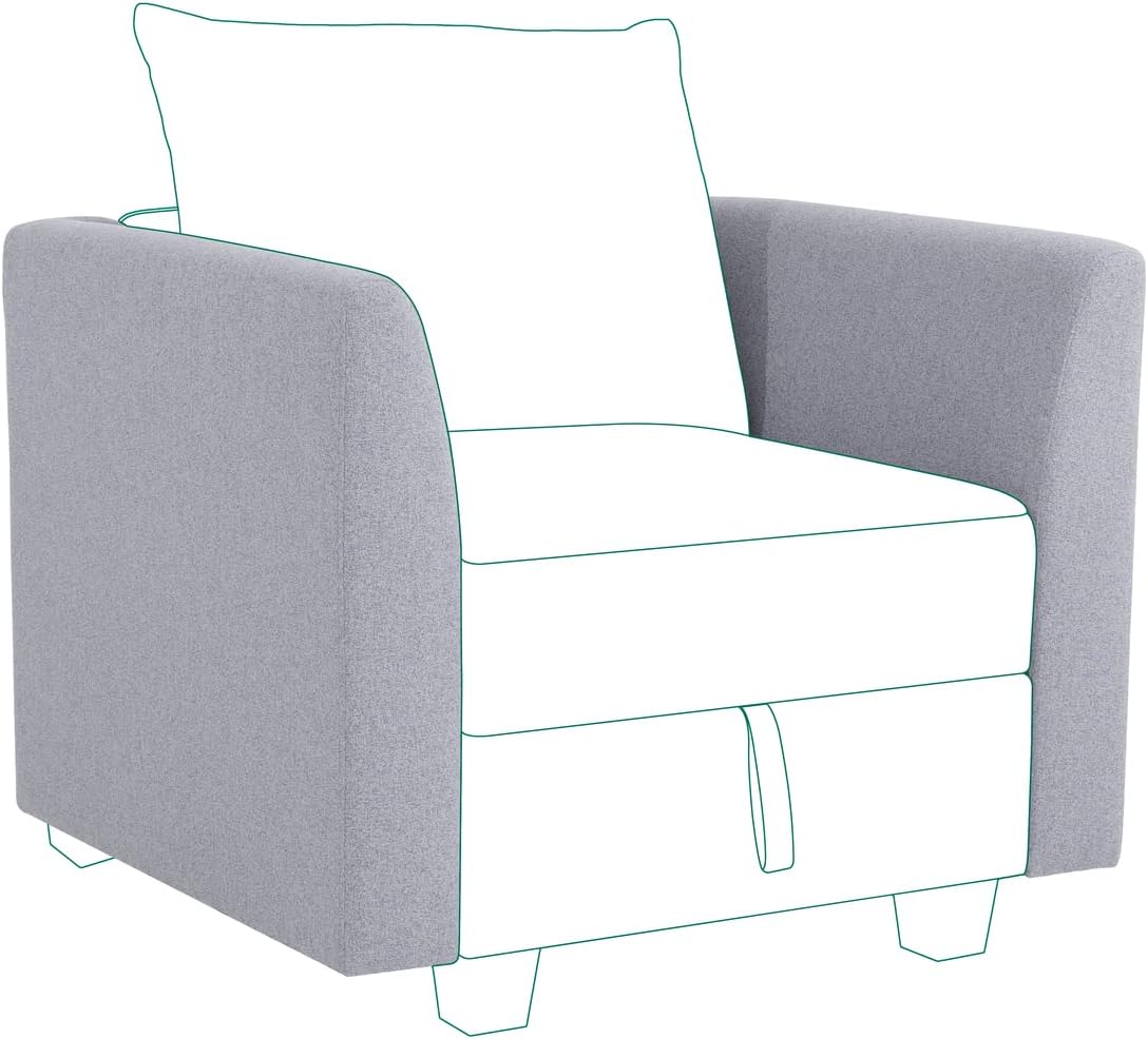 Naomi Home Elizabeth Modern DIY Sofa Armrest Module for Modular Sectional Sofa - Pair of Armrests for Sectional Modular Couch, Linen, Gray
