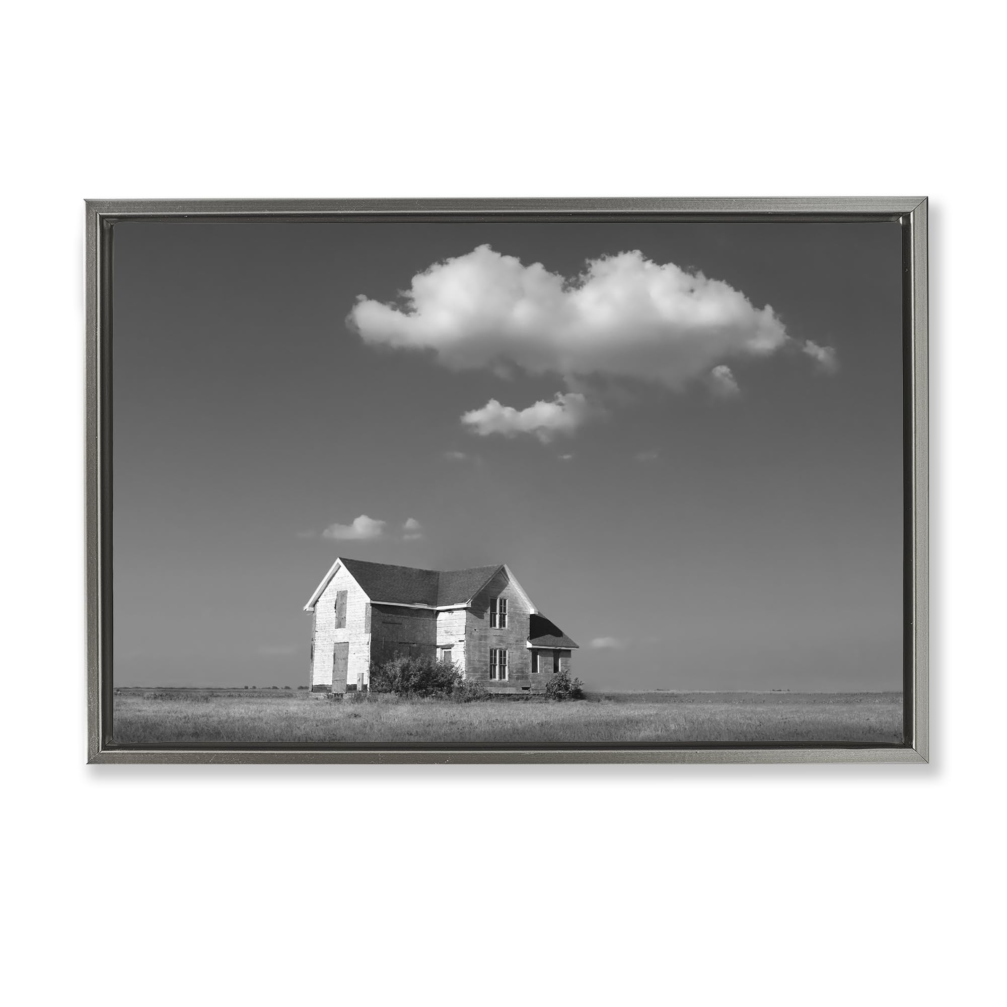 Stupell Industries 'Solitary Erstwhile Cottage', Floating Frame Canvas Art, Gray, 31 x 21 Inches, Easy to Hang and Sturdy, Made in USA, by Steve Toole