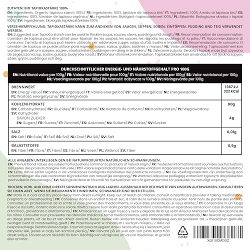 Miniatura 2 de Idda Herbal Harina De Tapioca Orgánica 1kg, Almidón De Tapioca Orgánico Molido, Harina Sin Gluten