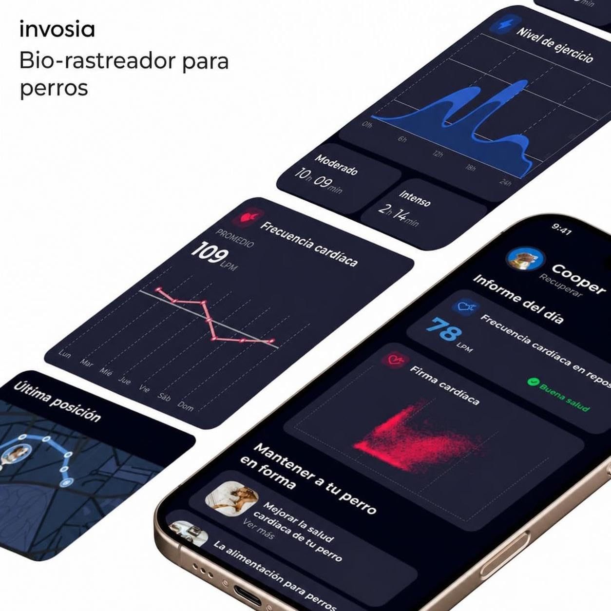 Invoxia Biotracker Edición 2026 GPS (Biotracker 2026 No ABO) | Salud para pero en tiempo real - Monitorización cardíaca y respiratoria - Alertas antiescape - IA integrada - Sin suscripción