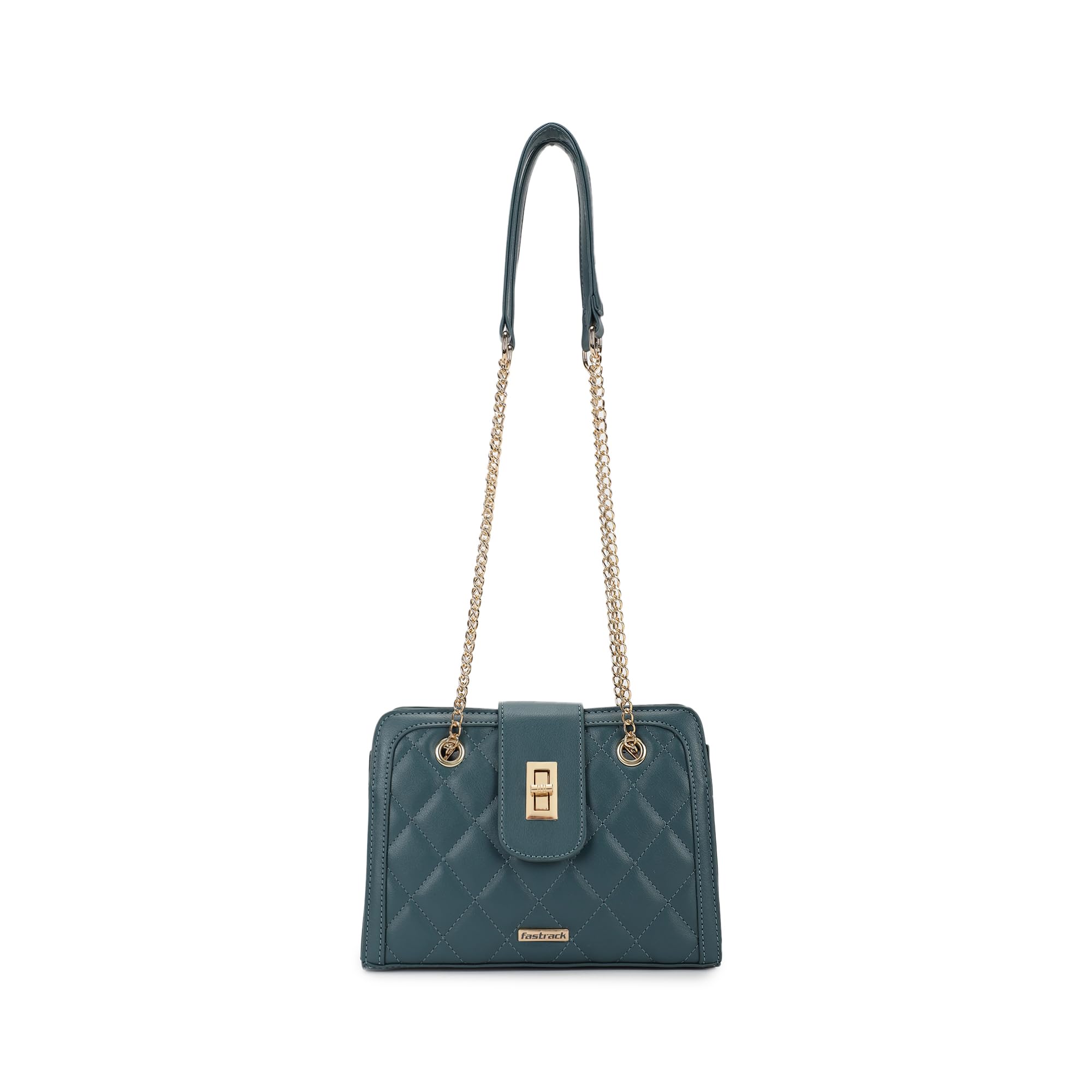 Fastrack Quilted Shoulder Bag for Girls, Ladies and Women | Comes with Gold Link Chain Straps | Casual Handbag for Women | Made Up of Semi - PU Leather (B0D9BLHKJ8) Amazon Price History, Amazon Price Tracker