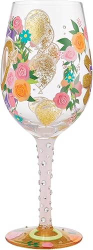 Miniatura 3 de Enesco Designs by Lolita Happy 70th Birthday - Copa de vino artesanal pintada a mano, 15 onzas, multicolor